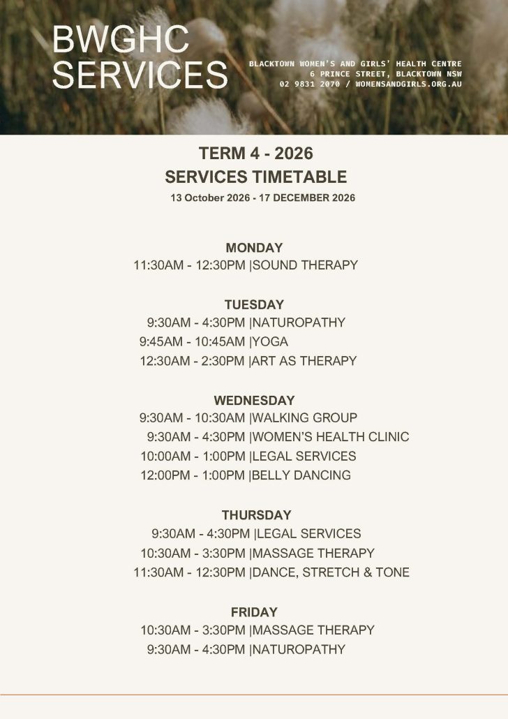 Term 4 2026 Groups & Services out now!